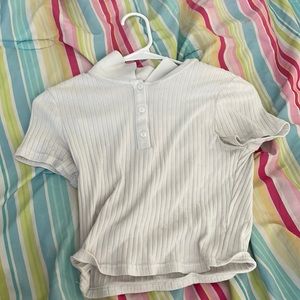 White cropped collared shirt